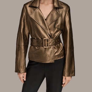 <b>Women</b> Stylish Metallic Leather Handmade Quilted Cropped Biker <b>Jacket</b> Shinny Winter Party <b>Jacket</b> Outer Wear - Product Image 1