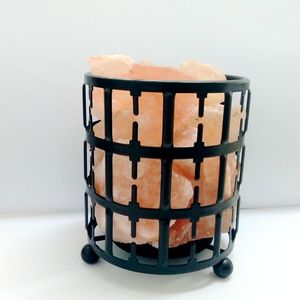 Lámpara de Sal del Himalaya 2026 con Cesta de Hierro, Lámpara de Mesa de Sal de Roca del Himalaya con Cesta Metálica, Lámpara de Sal de Cristal, Luz Nocturna Regulable - Product Image 1