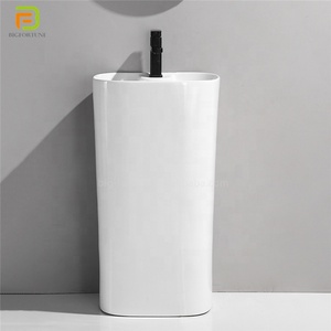 Lavabos de Pedestal Modernos para Exteriores, Lavabos de Cerámica para Baño, Lavabos de Columna, Lavabos Independientes - Product Image 4