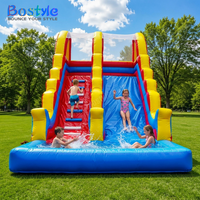 Toboggan aquatique gonflable en PVC robuste de qualité commerciale, Bostyle jaune/rouge/bleu, pour les fêtes d'enfants, les divertissements en plein air et les jardins.
