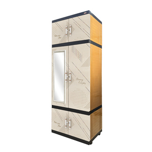 Perchero multifuncional Jumbo Pro con plástico duradero en color crema y marrón, espejo incorporado y diseño portátil, perfecto para organizar. - Product Image 2