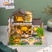 Hongda 2023 Style chinois PC2314 thème de charme poétique maison de poupée en bois bricolage Kit de maison de poupée Miniature