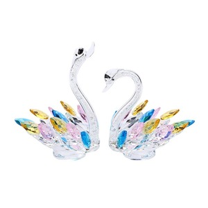<b>Crystal</b> Swan Figurine <b>Set</b> Colorful Glass Decor Wedding Gift Home Decoration - Product Image 5