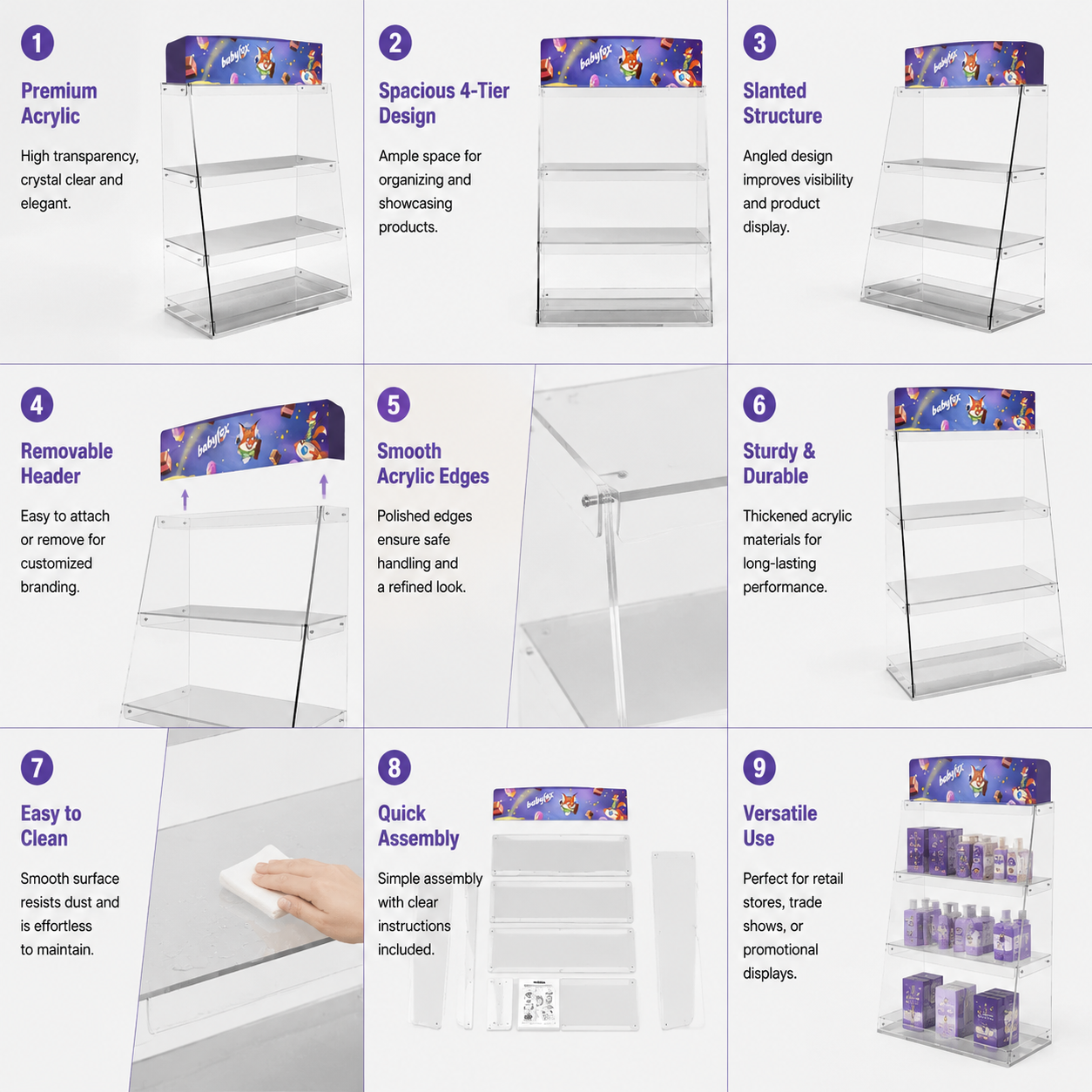 Wholesale Custom Clear Acrylic Chocolate Display Stand Tiered Countertop Confectionery Merchandiser Bakery Pastry Stand Pharmacy — view 5