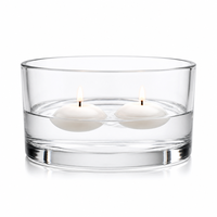 Porte-bougie en verre transparent rond, bol en verre bas et droit pour la maison, la table, les mariages et les centres de table événementiels
