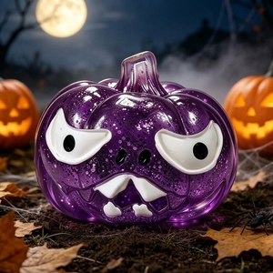 En stock : Jouet anti-stress à presser en forme de tête de citrouille fantôme d'Halloween, rempli de maltose, pour la vente au détail en magasin - Product Image 2