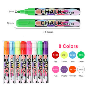 Meilleures ventes fournitures scolaires 8 couleurs <span class=keywords><strong>tableau</strong></span> <span class=keywords><strong>noir</strong></span> Art craie pinceau marqueur Graffiti 6mm liquide craie marqueurs stylos - Product Image 6