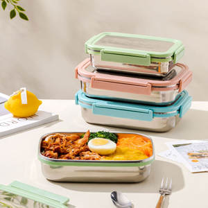 Contenedor de Alimentos de Acero Inoxidable con Tapa de Plástico Rectangular Hermética para Refrigerador y Uso en Exteriores - Product Image 5