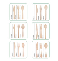 Ensemble de couverts jetables écologiques en bois de 160 mm, fourchette, cuillère, couteau, vente chaude directe usine Chine, OEM ODM, approvisionnement en gros