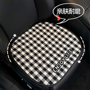 Coussin de siège de voiture motif chat de dessin animé, motif à carreaux, housse de siège décorative toutes saisons pour l'intérieur de la voiture - Product Image 3