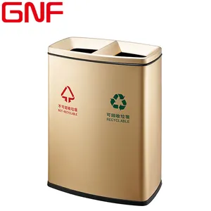 Gnf 2 compartimentos personalizados de aço inoxidável, lata de lixo para rua, lixeira de lixo