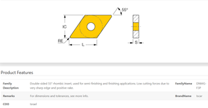 Plaquette en carbure OEM pour tournage externe CNC, en acier, alliages d'acier inoxydable et de titane, revêtement AlTiN+TiN, DNMG 110404-F3P IC830, Iscar ISOTURN DNMG - Product Image 5