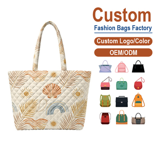 Sac fourre-tout matelassé en polyester – Grand sac à main imprimé estival, design personnalisable pour le shopping et les voyages - Product Image 1