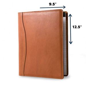 Customizable Logo Pattern A4 Brown Leather <b>Folder</b> with Zipper Closure PU Business Manager Meeting Document Organizer <b>File</b> <b>Folder</b> - Product Image 2