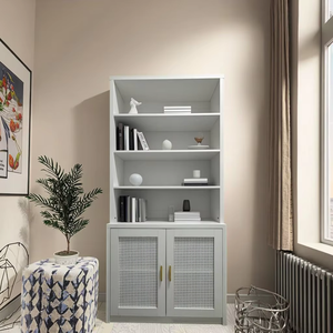 Hiện đại đơn giản màu trắng kệ sách với mây gỗ cửa đồ nội thất cao cho phòng khách tủ trưng bày - Product Image 1