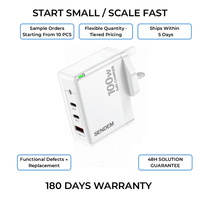 Chargeur GaN 100W PD Prise UK 3 Ports Double Type-C USB QC3.0 AC110-240V Compact Mini pour Ordinateur Portable Téléphone YG511