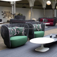 Ensemble de canapé en aluminium au design moderne de luxe avec coussins hauts imperméables pour jardin hôtel table de plage et corde incluse