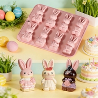 Moule à gâteau en silicone de qualité alimentaire en forme de lapin de Pâques, 8 pièces, antiadhésif