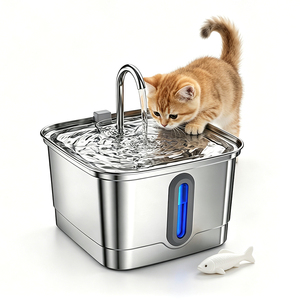 Anti Dry Induction Stainless Steel Pet <b>Water</b> Feeder Stable Non-slip Base Indoor Fountain - Product Image 1