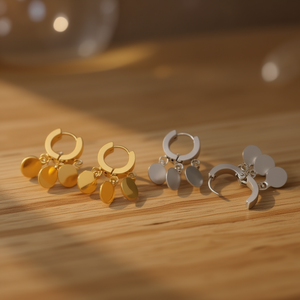 Orecchini a Cerchio con Tre Pezzi Rotondi in Acciaio Oro Argento 6mm 6mm - Product Image 3