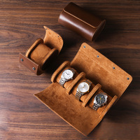 Boîte de rangement pour montres en cuir de luxe, trois emplacements, anti-poussière, antichoc, étui pour montres mécaniques, sac de voyage portable