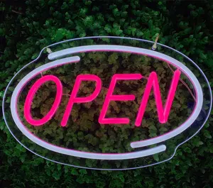 Lampu tanda neon merah muda kustom antiair 2835 tanda neon perlengkapan buka led neon tanda terbuka untuk toko bisnis