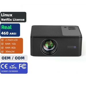 โปรเจคเตอร์ Linux Netflix Smart TV 4K 1080P Full HD 3D ฉายภาพข้อมูล ความสว่างสูง ใช้งานกลางวันได้ พกพาสะดวก ลำโพง MINI HIFI มาตรฐาน ROHS รุ่น AUN A32D - Product Image 1