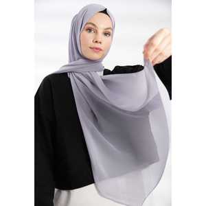 ผ้าพันคอชีฟองหรูหรา สีเทา โพลีเอสเตอร์ยาวสำหรับผู้หญิง ป้องกันแสงแดด - Product Image 1