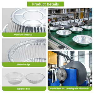 Contenedor Redondo de Papel de Aluminio para Alimentos de 8 Pulgadas, Bandejas de Catering para Barbacoa, Bandeja Desechable de Papel de Aluminio para <span class=keywords><strong>Pollo</strong></span> y Tostadas con BRC - Product Image 4