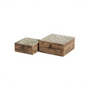 Ensemble de 2 boîtes de rangement pour bijoux de tailles différentes, design tendance, boîte à cosmétiques de table, boîte à bijoux, du meilleur exportateur en Inde - Product Image 1