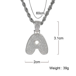 BES Hip Hop ciondolo 26 lettere <span class=keywords><strong>collana</strong></span> Micro pavimentata CZ alfabeto Charm Collier <span class=keywords><strong>collana</strong></span> personalizzata da <span class=keywords><strong>uomo</strong></span> Hiphop gioielli - Product Image 6