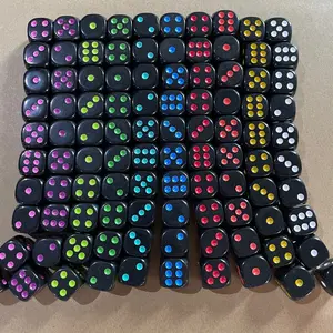 Black Dice 16mm Rounded Corners Color Ink Point Dice Bar Entertainment Dice Wholesale