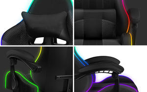 <span class=keywords><strong>Fauteuil</strong></span> de jeu <span class=keywords><strong>gamer</strong></span> JL pas cher en cuir et maille blanche avec dossier complet, chaise inclinable RGB, <span class=keywords><strong>fauteuil</strong></span> de jeu LED avec repose-pieds, capacité de 140 kg - Product Image 4