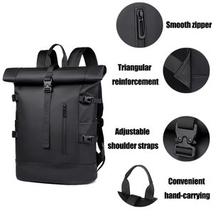 2026 Roll-Top Laptop BackBags Large Capacity Waterproof & Scratch-Resistant Design Bag for College Unisex <b>Backpack</b> - Product Image 2