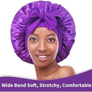 Gorro de dormir de satén personalizado para mujer, talla grande, ajustable, con banda para atar, para cabello rizado y trenzas - Product Image 3