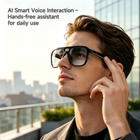 Lunettes intelligentes de style pilote classiques avec traduction en temps réel dans 165 langues, assistant vocal, casque audio sans fil portable