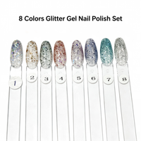 Ensemble de vernis à ongles en gel UV LED holographique français à paillettes, 8 couleurs, non toxique, végétalien, emballage en bouteille écologique pour
