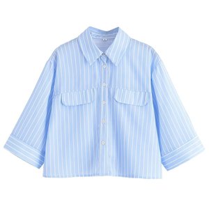 Chemise rayée ample à manches courtes pour <span class=keywords><strong>femme</strong></span>, nouvelle collection été, vente en gros - Product Image 6