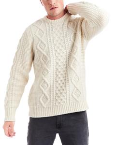 80% lambswool/20% Nylon Áo Thun cáp dày Phi Hành Đoàn cổ Áo Len Dệt Kim Nam - Product Image 3