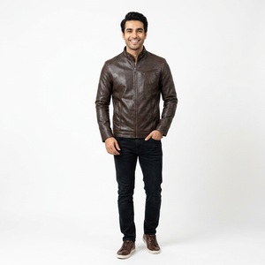 Chaqueta de cuero PU sólido para hombre de alta calidad, color personalizable, MOQ bajo, precio razonable, chaqueta moderna para hombre - Product Image 1