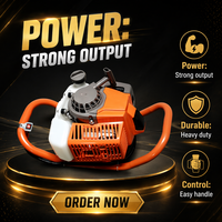 Foreuse à essence industrielle et DIY Big Power BraveBear BHEA48 pour plantation d'arbres, 63CC 48F, robuste, 3 forets, mandrin 100/200/300mm