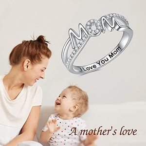 Bague Q328 pour femme, en zircon cubique, sertie pavé, en forme de lettre, cadeau, bagues tendance - Product Image 2