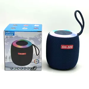 SH-309 tecido RGB mini alto-falante sem fio baixo mais barato com rádio FM portátil com alça alto-falante bluetooth suporte TF/USB