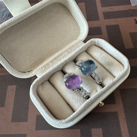 Nouveautés : Bagues ajustables en argent avec cristaux de guérison, pierres précieuses naturelles, fluorite colorée, pour cadeau