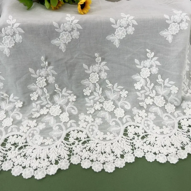 Width 37 cm ruffled table cloth picnic pleated round table tea table cloth white three-dimensional small Daisy cotton border