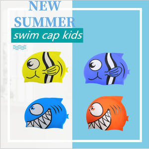 Chapeau <span class=keywords><strong>de</strong></span> natation amusant en Silicone, pour enfants, avec requin, dessin animé, logo personnalisé pour garçons et filles - Product Image 6