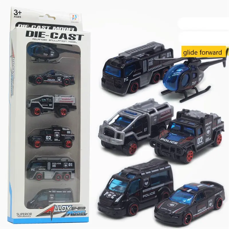 1:64 Window Boxed Alloy Die Casting Police Car Engineering Vehicle Fire Truck City Rescue Series Toy Cars