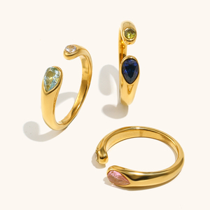 <span class=keywords><strong>Anello</strong></span> Aperto <span class=keywords><strong>con</strong></span> Testa di <span class=keywords><strong>Serpente</strong></span> in Zircone Placcato Oro 18K in Acciaio Inossidabile di Alta Qualità e Design Originale - Product Image 4