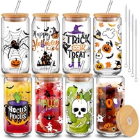 Verre Tasse en Verre LFGB Personnalisé de 16oz Gobelet à Boire de 12oz Tasse en Verre Borosilicate Tasse de Sublimation Verre en Forme de Canette à Bière avec Couvercle en Bambou et Paille