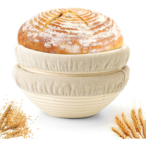 Cesta de Almacenamiento Redonda de Ratán Hecha a Mano de 9-10 Pulgadas, Cestas para Fermentación de Pan - Product Image 1